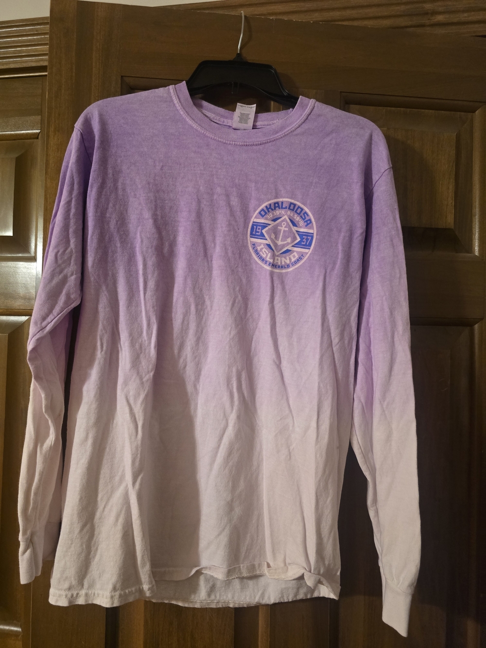 Gildan Lavender to Cream Ombre Long-Sleeve Crew Neck Tee